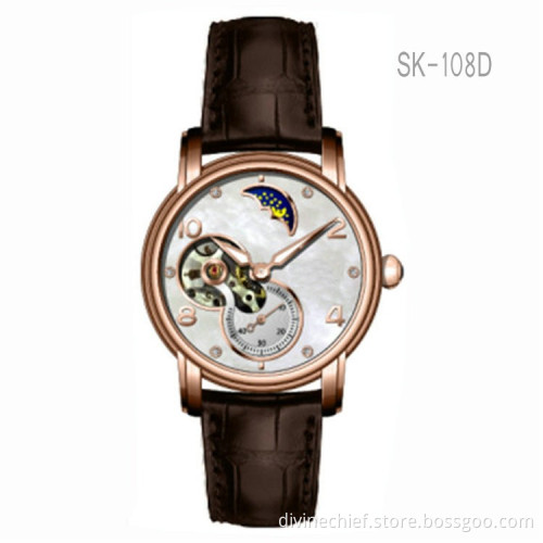 2016 China Manufacture Novelty Genuine Leather Watch Straps Sun & Moon Phase Watches
